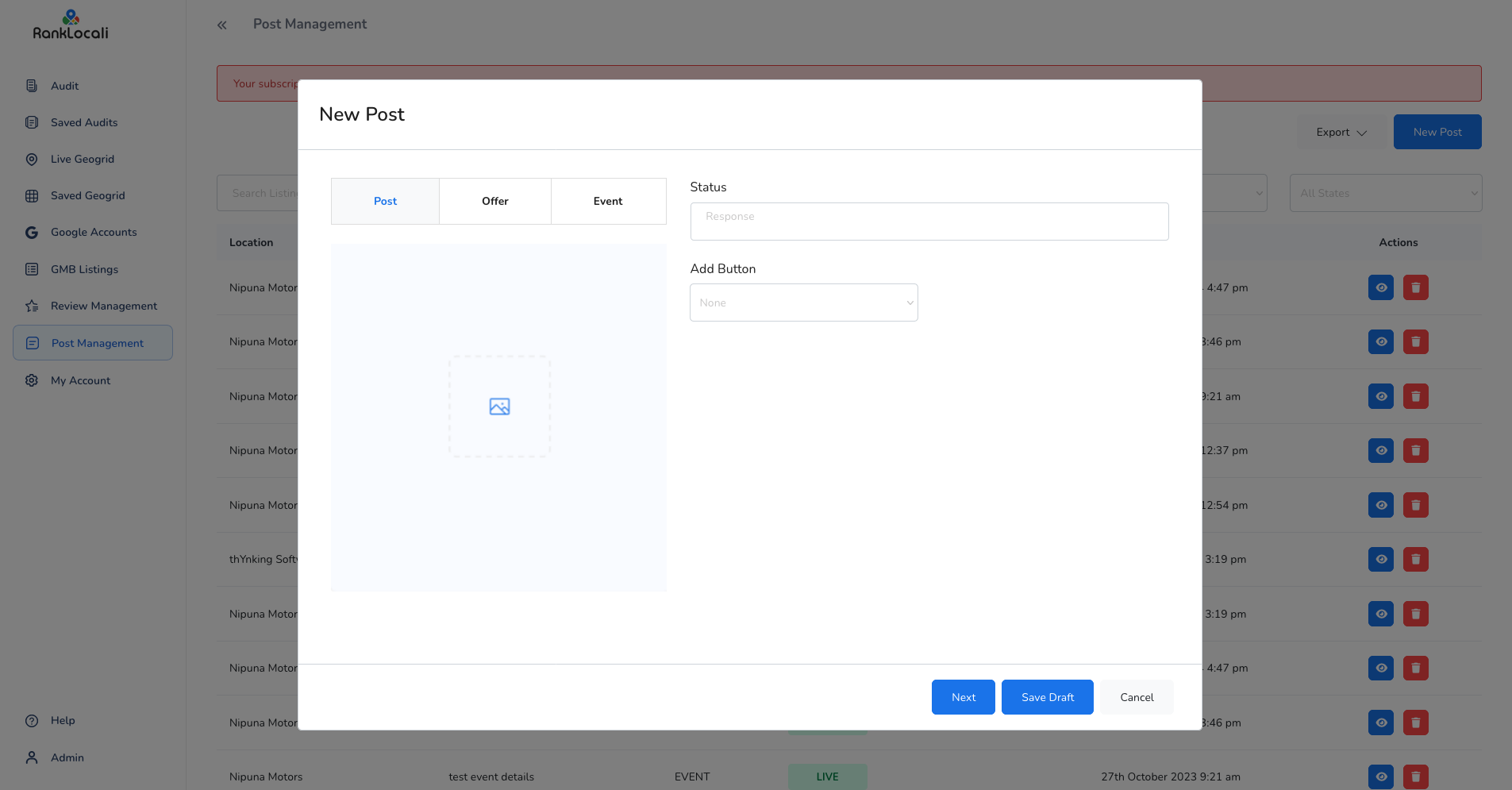 Post management and schedule